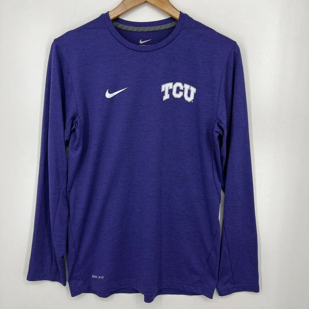 Nike TCU Horned Frogs Mens Purple Dri-FIT Long Sleeve Shirt Size Small